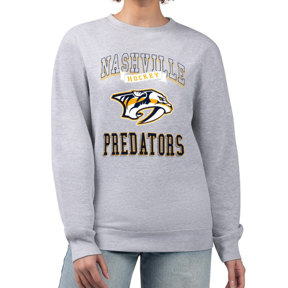 Nashville Predators G-III 4Her by Carl Banks Women's Team Logo Tri-Blend Fleece Pullover Sweatshirt - Heather Gray | US 201612671