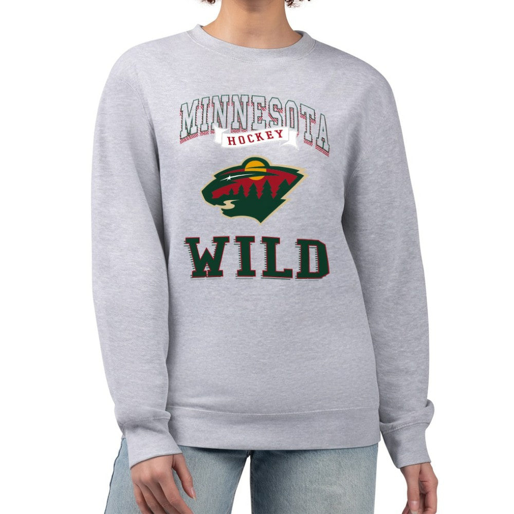 Minnesota Wild G-III 4Her by Carl Banks Women's Team Logo Tri-Blend Fleece Pullover Sweatshirt - Heather Gray | US 201612672