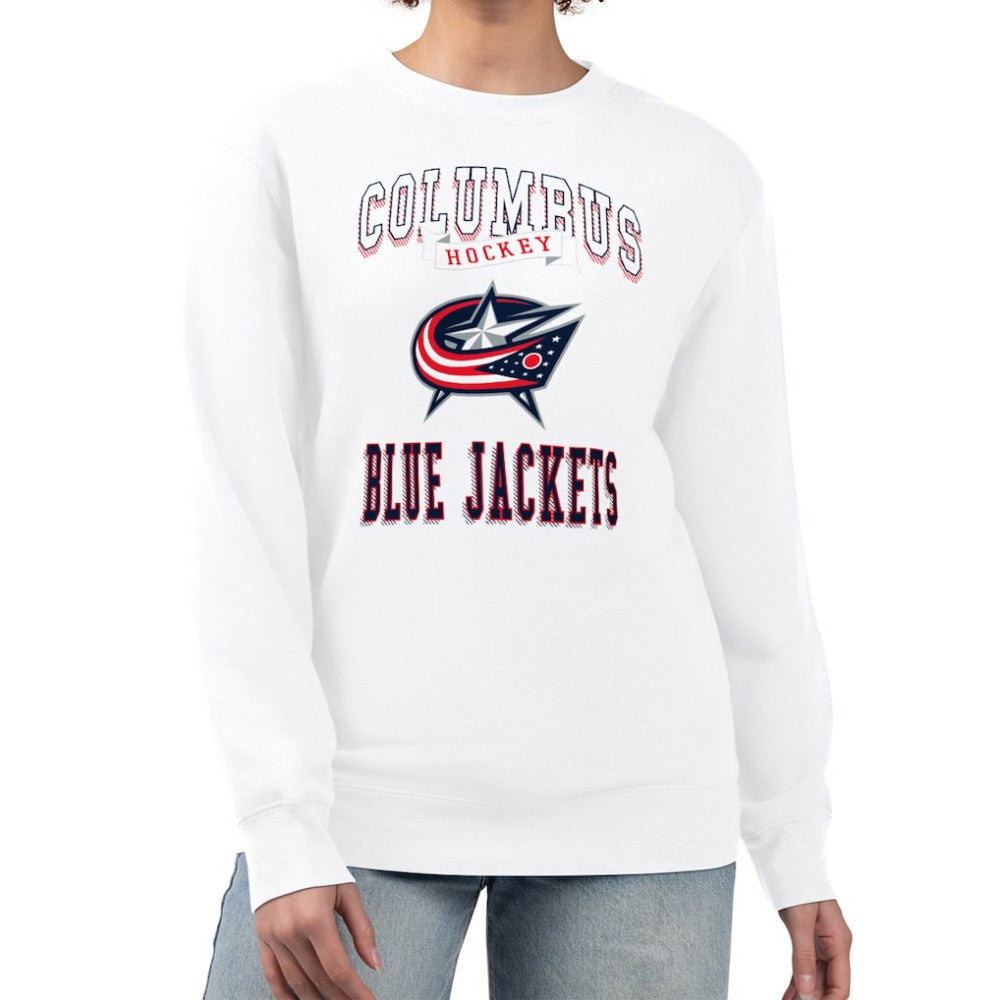 Columbus Blue Jackets G-III 4Her by Carl Banks Women's Team Logo Tri-Blend Fleece Pullover Sweatshirt - White | US 201612678