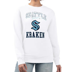 Seattle Kraken G-III 4Her by Carl Banks Women's Team Logo Tri-Blend Fleece Pullover Sweatshirt - White | US 201612681
