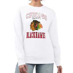 Chicago Blackhawks G-III 4Her by Carl Banks Women's Team Logo Tri-Blend Fleece Pullover Sweatshirt - White | US 201612682