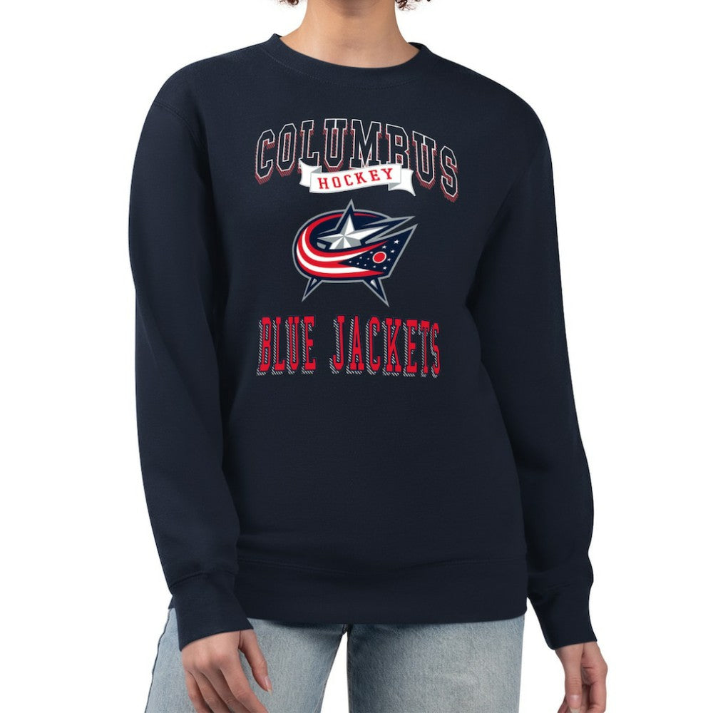 Columbus Blue Jackets G-III 4Her by Carl Banks Women's Team Logo Tri-Blend Fleece Pullover Sweatshirt - Navy | US 201612684