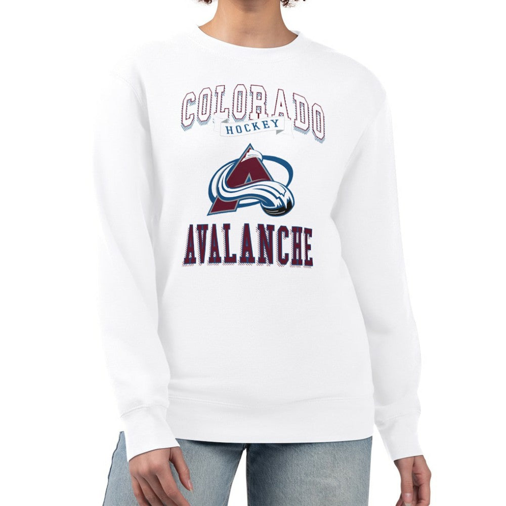 Colorado Avalanche G-III 4Her by Carl Banks Women's Team Logo Tri-Blend Fleece Pullover Sweatshirt - White | US 201612685