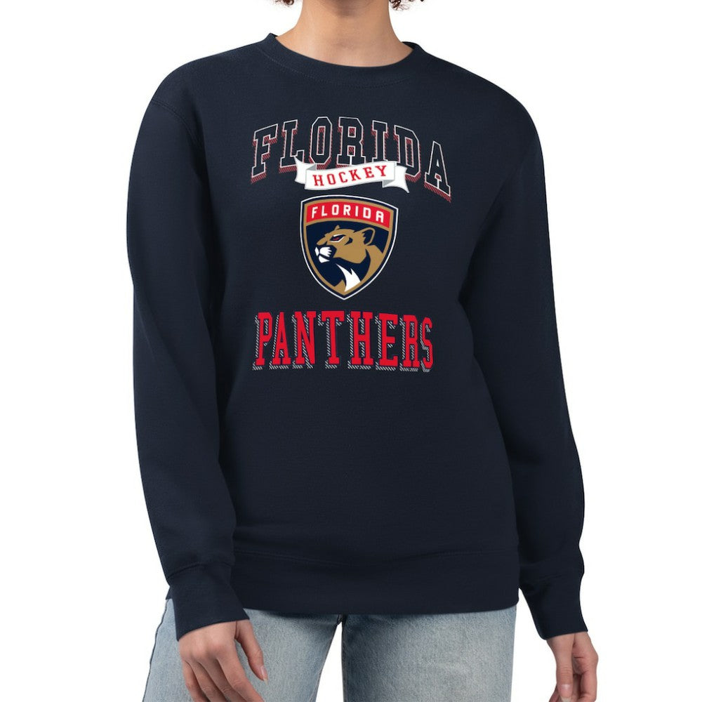 Florida Panthers G-III 4Her by Carl Banks Women's Team Logo Tri-Blend Fleece Pullover Sweatshirt - Navy | US 201612686