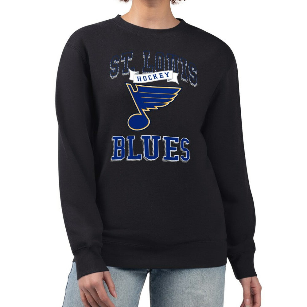 St. Louis Blues G-III 4Her by Carl Banks Women's Team Logo Tri-Blend Fleece Pullover Sweatshirt - Black | US 201612688