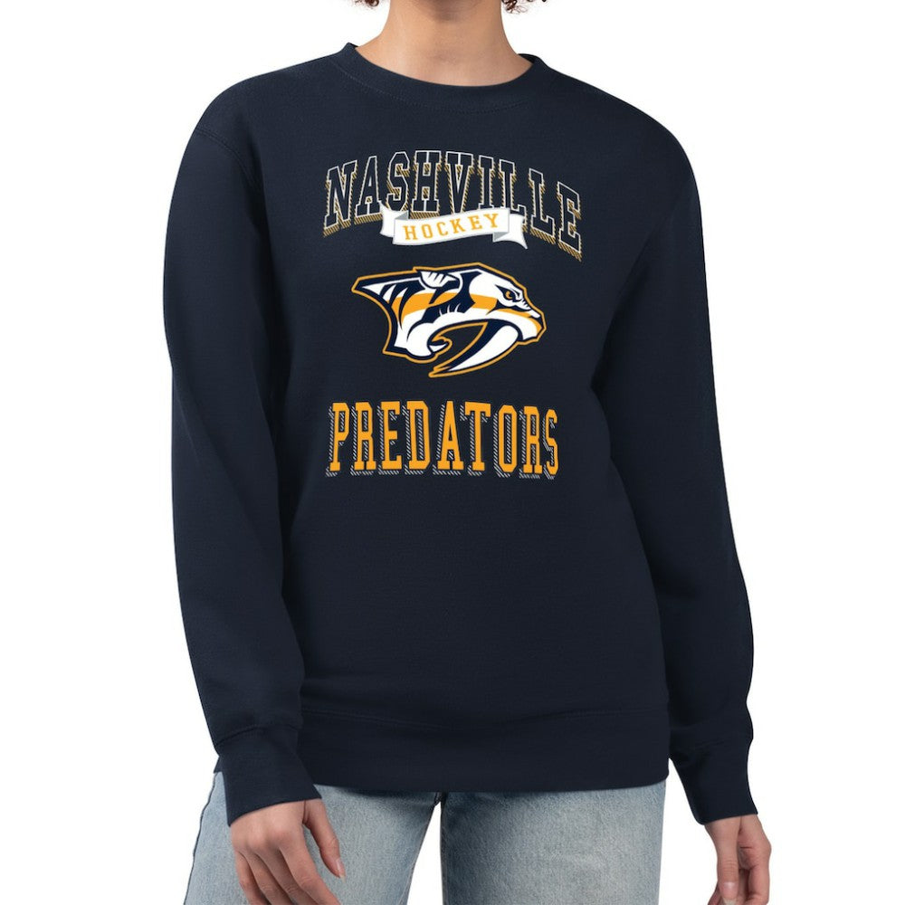 Nashville Predators G-III 4Her by Carl Banks Women's Team Logo Tri-Blend Fleece Pullover Sweatshirt - Navy | US 201612689
