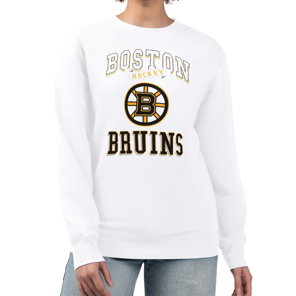 Boston Bruins G-III 4Her by Carl Banks Women's Team Logo Tri-Blend Fleece Pullover Sweatshirt - White | US 201612693