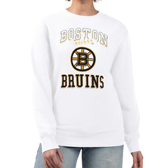 Boston Bruins G-III 4Her by Carl Banks Women's Team Logo Tri-Blend Fleece Pullover Sweatshirt - White | US 201612693