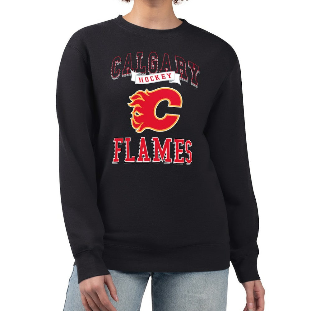 Calgary Flames G-III 4Her by Carl Banks Women's Team Logo Tri-Blend Fleece Pullover Sweatshirt - Black | US 201612694