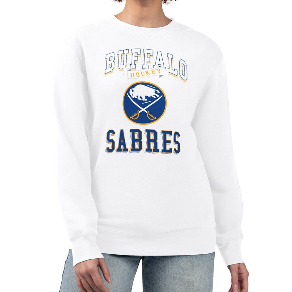 Buffalo Sabres G-III 4Her by Carl Banks Women's Team Logo Tri-Blend Fleece Pullover Sweatshirt - White | US 201612695