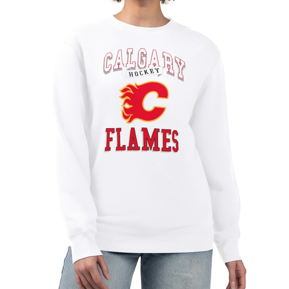 Calgary Flames G-III 4Her by Carl Banks Women's Team Logo Tri-Blend Fleece Pullover Sweatshirt - White | US 201612700