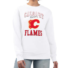 Calgary Flames G-III 4Her by Carl Banks Women's Team Logo Tri-Blend Fleece Pullover Sweatshirt - White | US 201612700