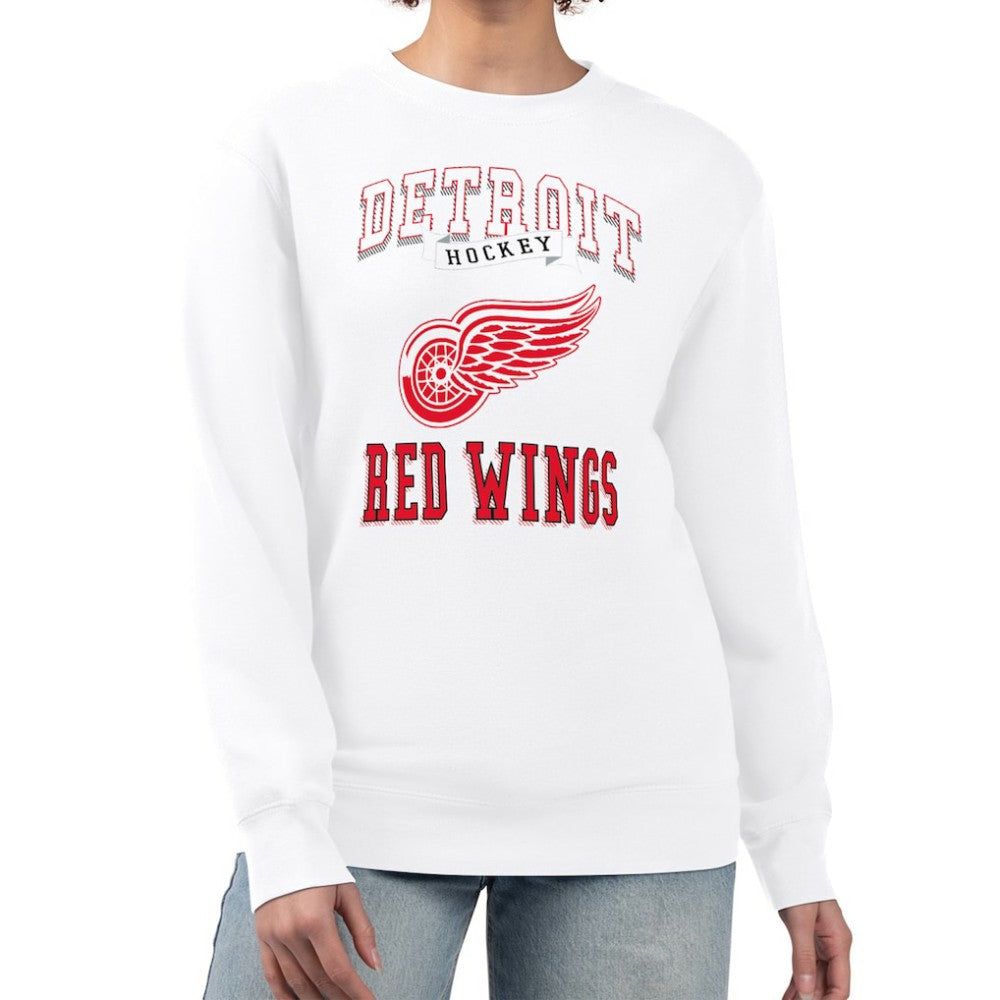 Detroit Red Wings G-III 4Her by Carl Banks Women's Team Logo Tri-Blend Fleece Pullover Sweatshirt - White | US 201612704
