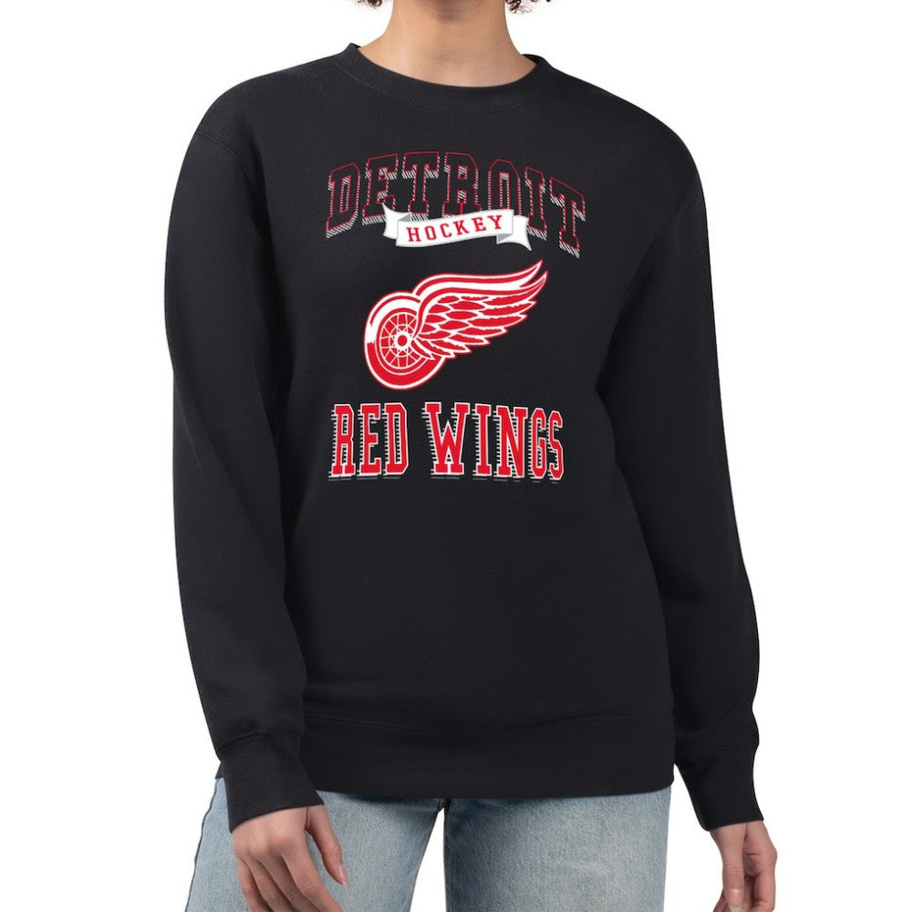 Detroit Red Wings G-III 4Her by Carl Banks Women's Team Logo Tri-Blend Fleece Pullover Sweatshirt - Black | US 201612717