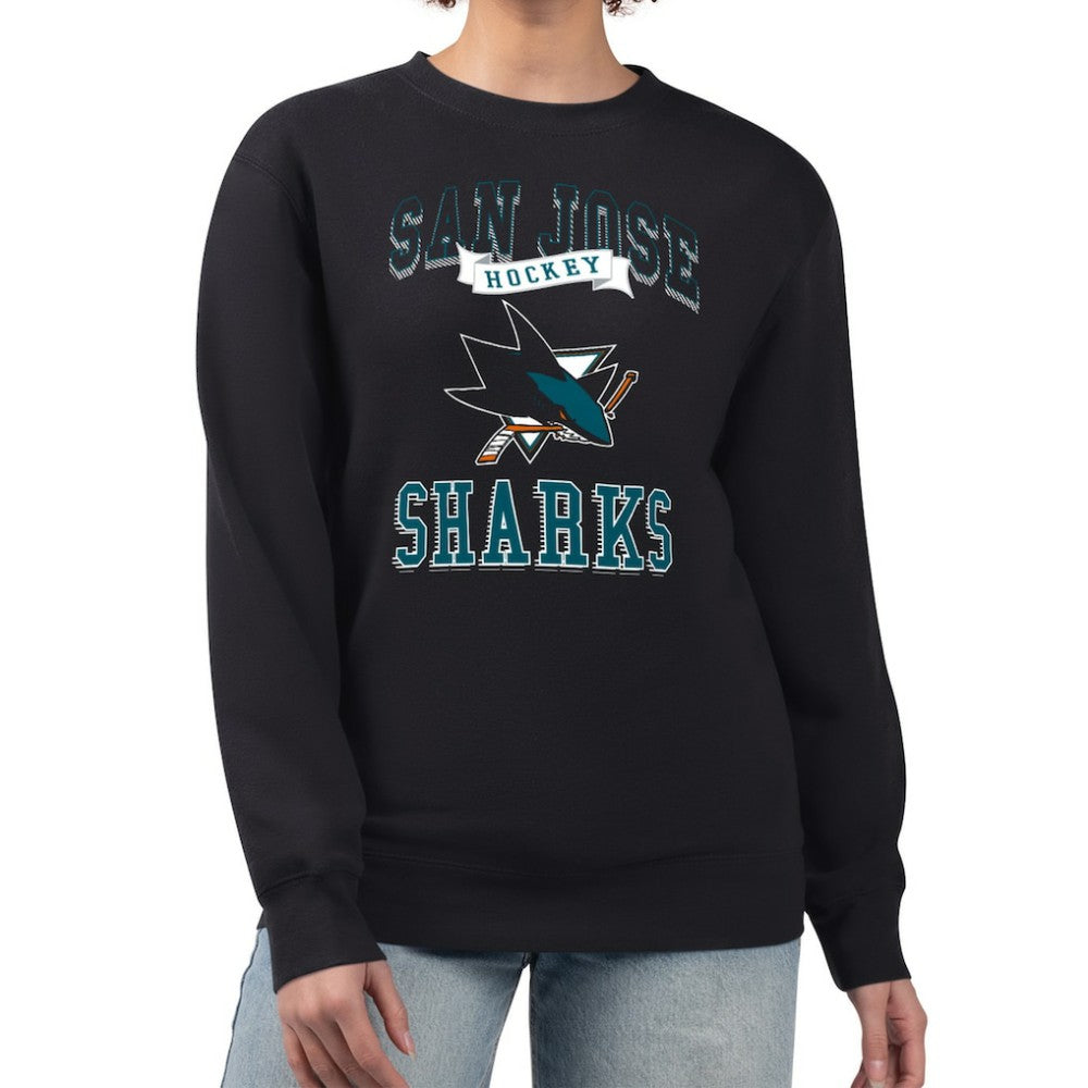 San Jose Sharks G-III 4Her by Carl Banks Women's Team Logo Tri-Blend Fleece Pullover Sweatshirt - Black | US 201612719