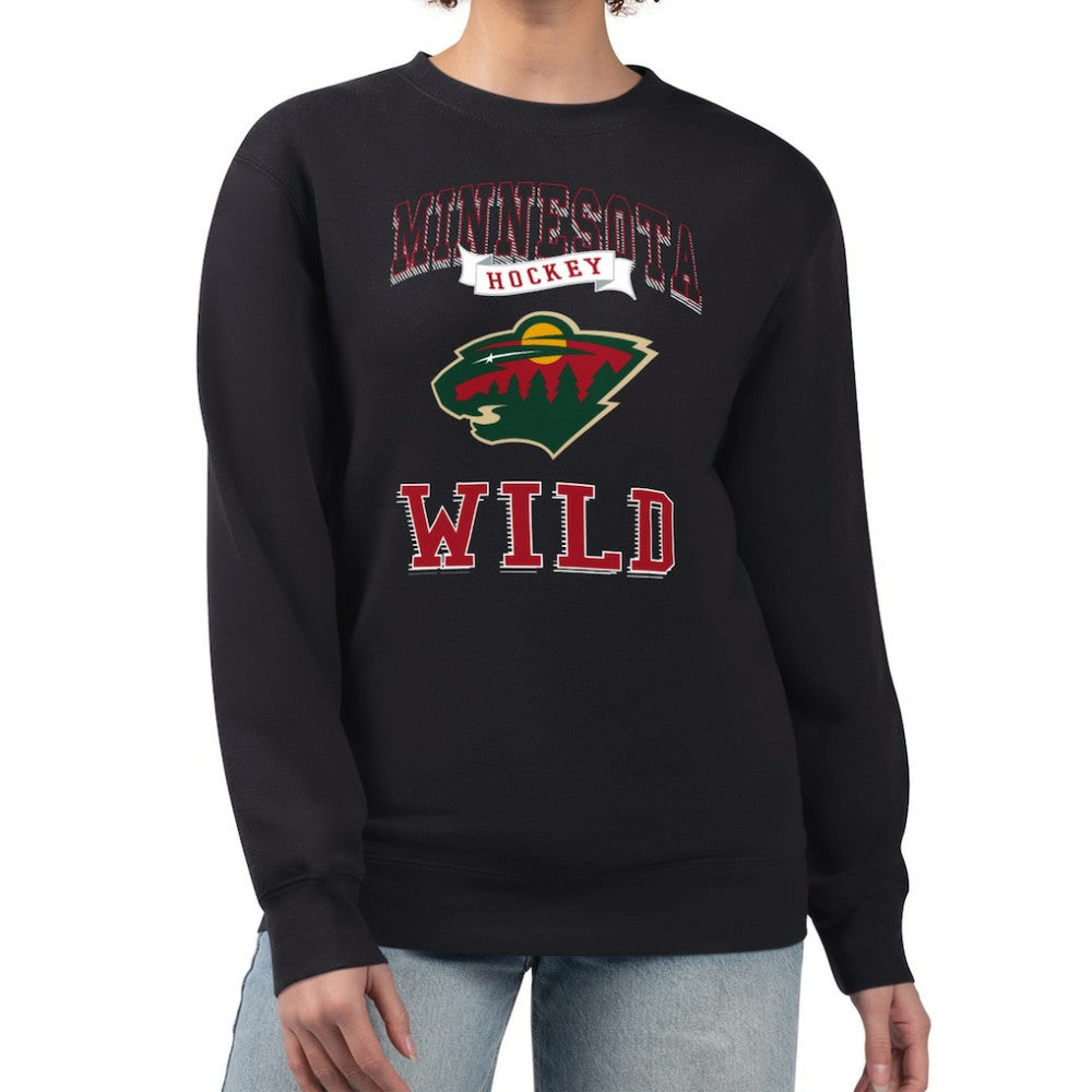 Minnesota Wild G-III 4Her by Carl Banks Women's Team Logo Tri-Blend Fleece Pullover Sweatshirt - Black | US 201612720
