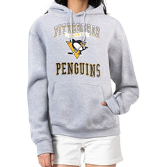 Pittsburgh Penguins G-III 4Her by Carl Banks Women's Team Logo Tri-Blend Fleece Pullover Hoodie - Heather Gray | US 201612733