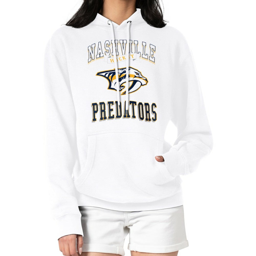 Nashville Predators G-III 4Her by Carl Banks Women's Team Logo Tri-Blend Fleece Pullover Hoodie - White | US 201612736