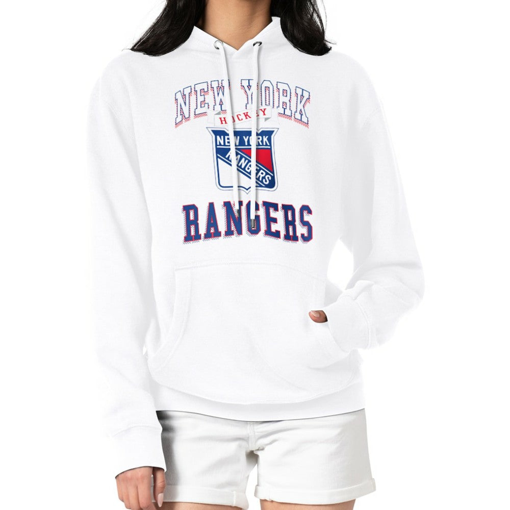 New York Rangers G-III 4Her by Carl Banks Women's Team Logo Tri-Blend Fleece Pullover Hoodie - White | US 201612742