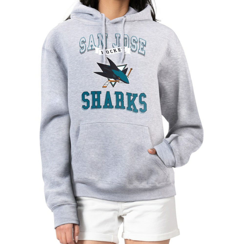 San Jose Sharks G-III 4Her by Carl Banks Women's Team Logo Tri-Blend Fleece Pullover Hoodie - Heather Gray | US 201612784