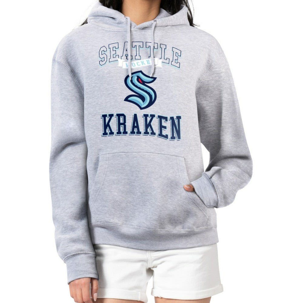Seattle Kraken G-III 4Her by Carl Banks Women's Team Logo Tri-Blend Fleece Pullover Hoodie - Heather Gray | US 201612785