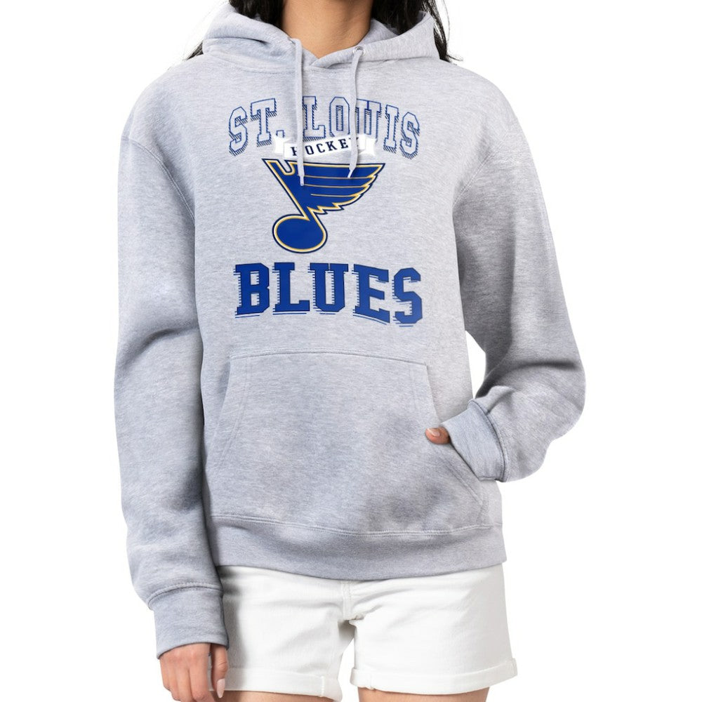 St. Louis Blues G-III 4Her by Carl Banks Women's Team Logo Tri-Blend Fleece Pullover Hoodie - Heather Gray | US 201612788