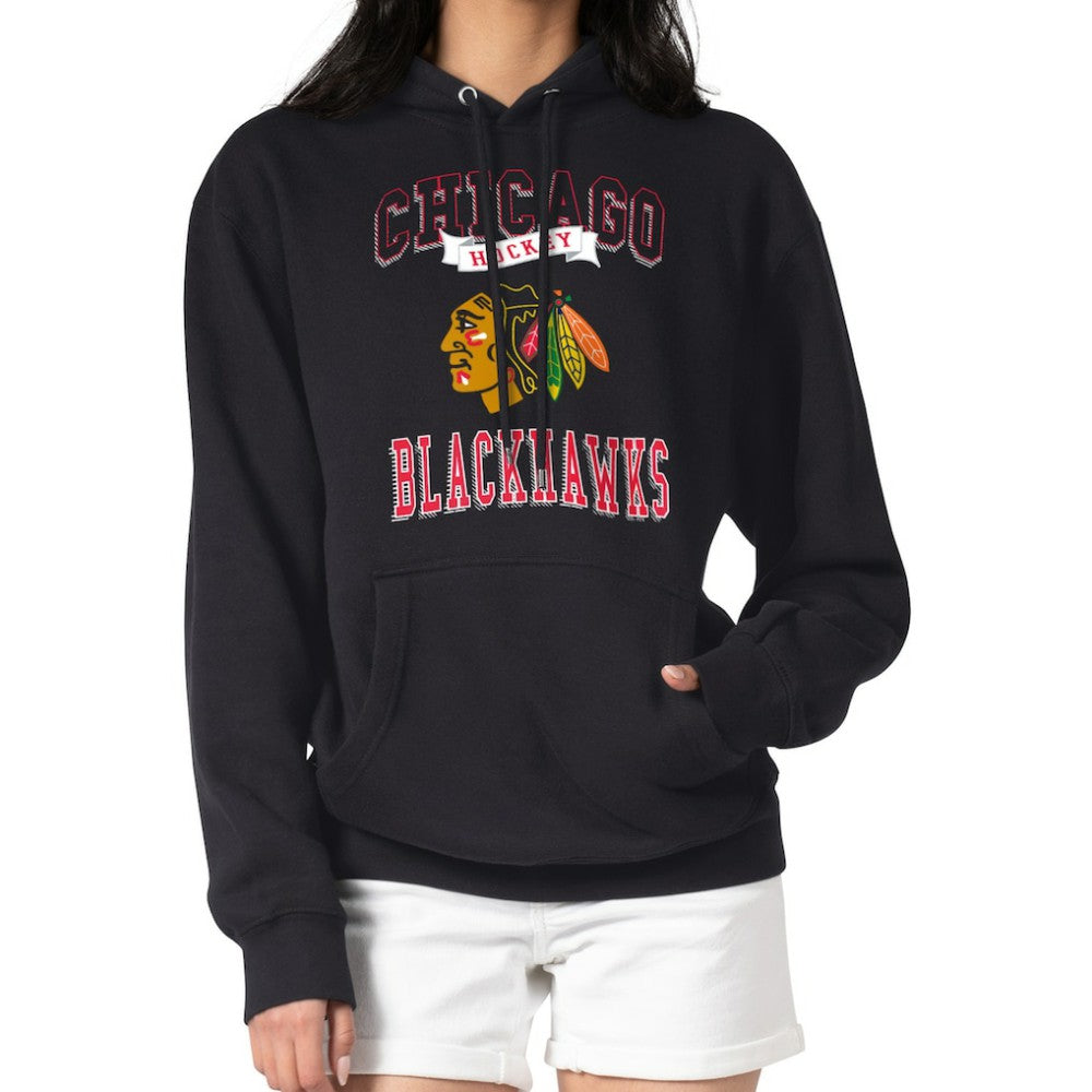 Chicago Blackhawks G-III 4Her by Carl Banks Women's Team Logo Tri-Blend Fleece Pullover Hoodie - Black | US 201612811
