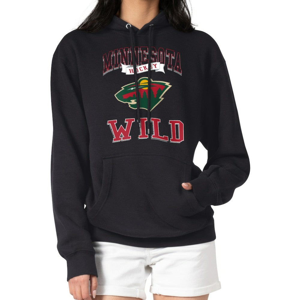 Minnesota Wild G-III 4Her by Carl Banks Women's Team Logo Tri-Blend Fleece Pullover Hoodie - Black | US 201612828