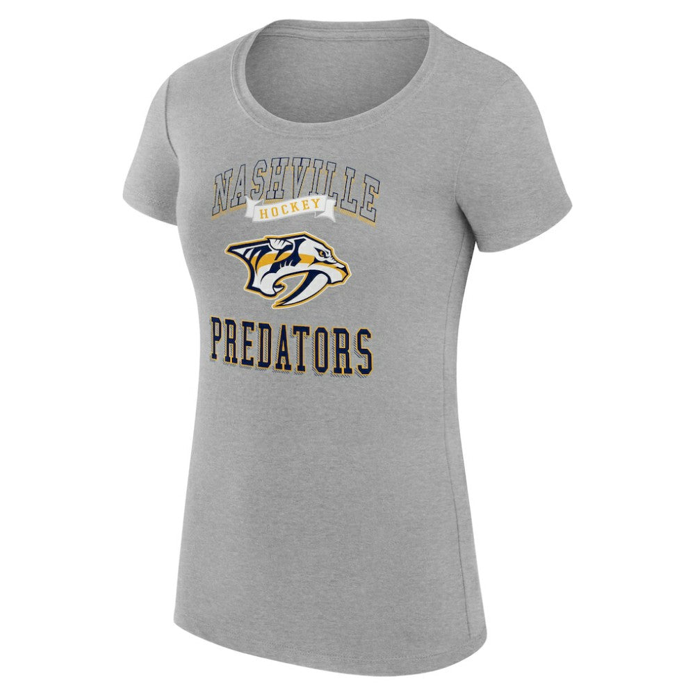 Nashville Predators G-III 4Her by Carl Banks Women's Super-Slim Fit Lightweight Team Logo Graphic T-Shirt - Heather Gray | US 201612841