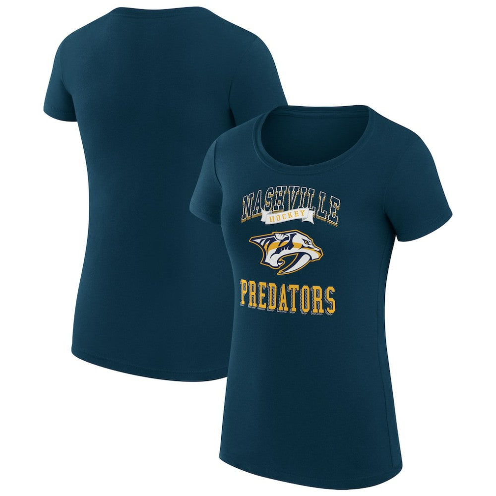 Nashville Predators G-III 4Her by Carl Banks Women's Super-Slim Fit Lightweight Team Logo Graphic T-Shirt - Navy | US 201612847
