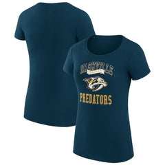 Nashville Predators G-III 4Her by Carl Banks Women's Super-Slim Fit Lightweight Team Logo Graphic T-Shirt - Navy | US 201612847