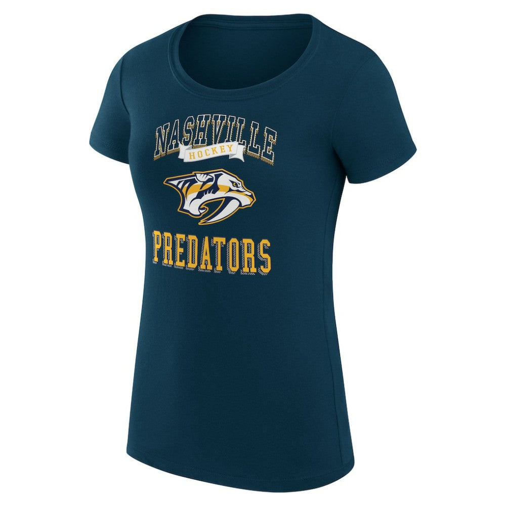 Nashville Predators G-III 4Her by Carl Banks Women's Super-Slim Fit Lightweight Team Logo Graphic T-Shirt - Navy | US 201612847