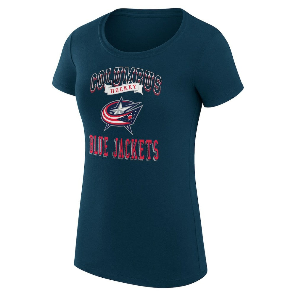 Columbus Blue Jackets G-III 4Her by Carl Banks Women's Super-Slim Fit Lightweight Team Logo Graphic T-Shirt - Navy | US 201612862