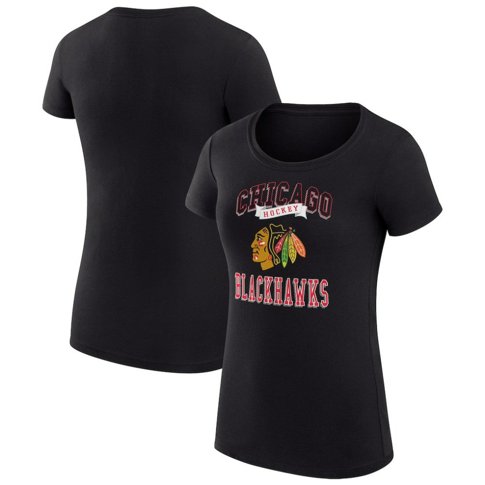 Chicago Blackhawks G-III 4Her by Carl Banks Women's Super-Slim Fit Lightweight Team Logo Graphic T-Shirt - Black | US 201612936