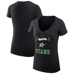 Dallas Stars G-III 4Her by Carl Banks Women's Super-Slim Fit Lightweight Team Logo Graphic V-Neck T-Shirt - Black | US 201612953