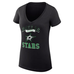 Dallas Stars G-III 4Her by Carl Banks Women's Super-Slim Fit Lightweight Team Logo Graphic V-Neck T-Shirt - Black | US 201612953