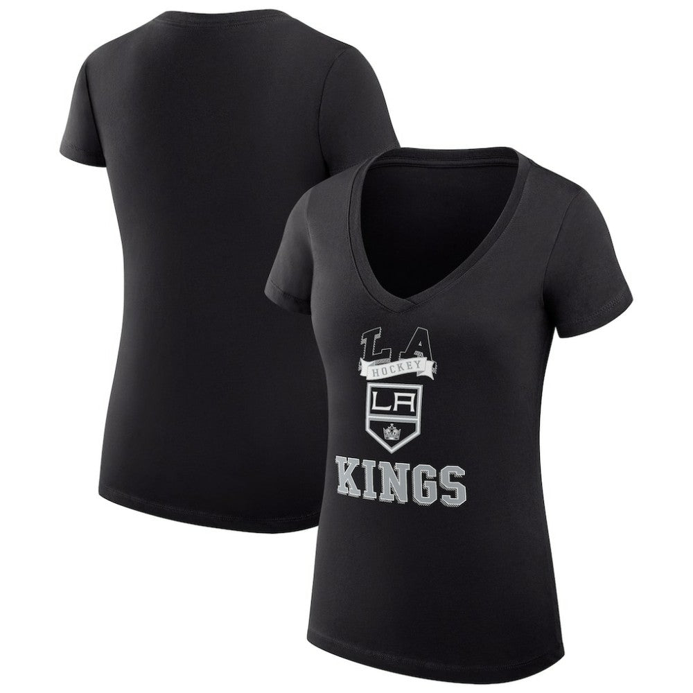 Los Angeles Kings G-III 4Her by Carl Banks Women's Super-Slim Fit Lightweight Team Logo Graphic V-Neck T-Shirt - Black | US 201612955