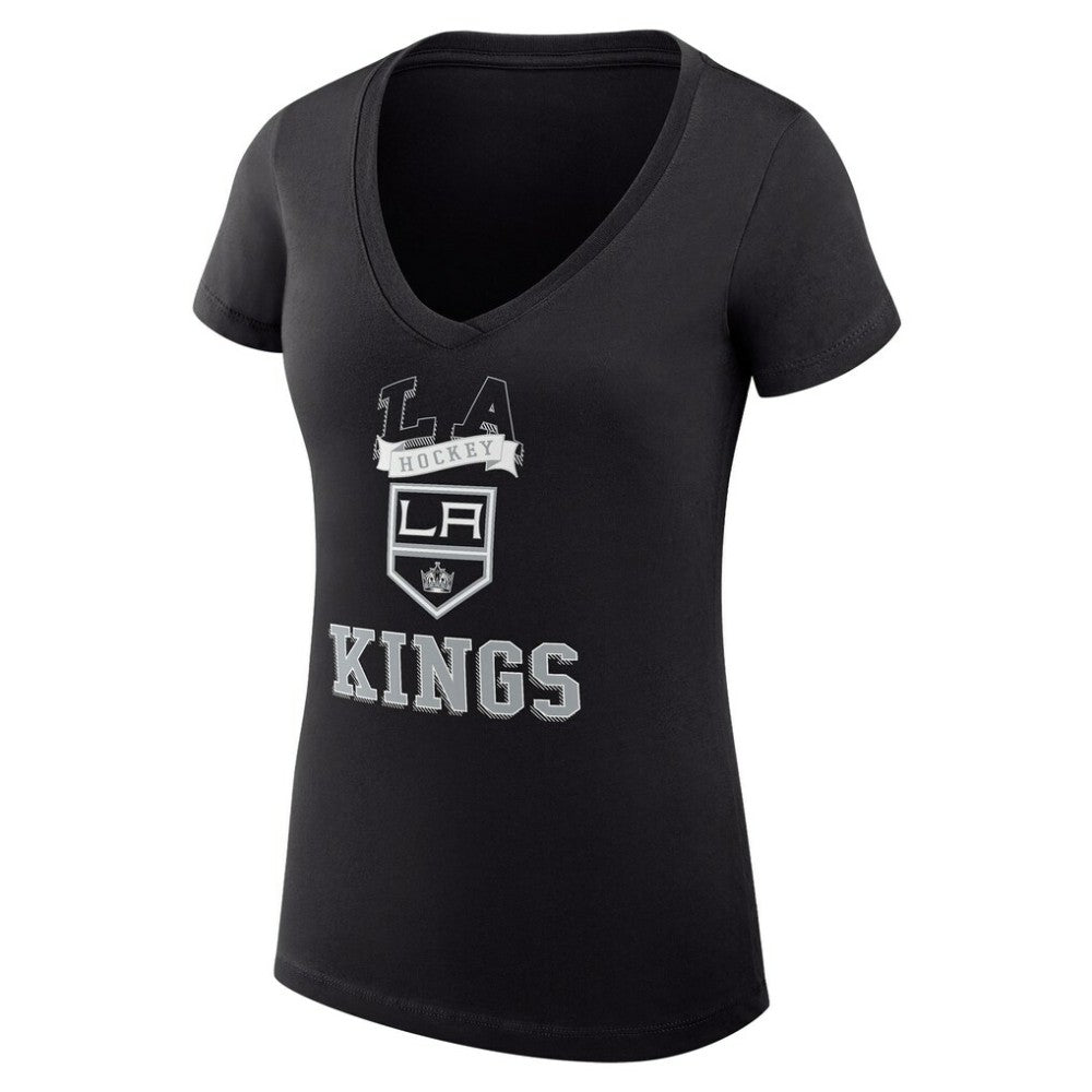 Los Angeles Kings G-III 4Her by Carl Banks Women's Super-Slim Fit Lightweight Team Logo Graphic V-Neck T-Shirt - Black | US 201612955