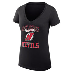 New Jersey Devils G-III 4Her by Carl Banks Women's Super-Slim Fit Lightweight Team Logo Graphic V-Neck T-Shirt - Black | US 201612957