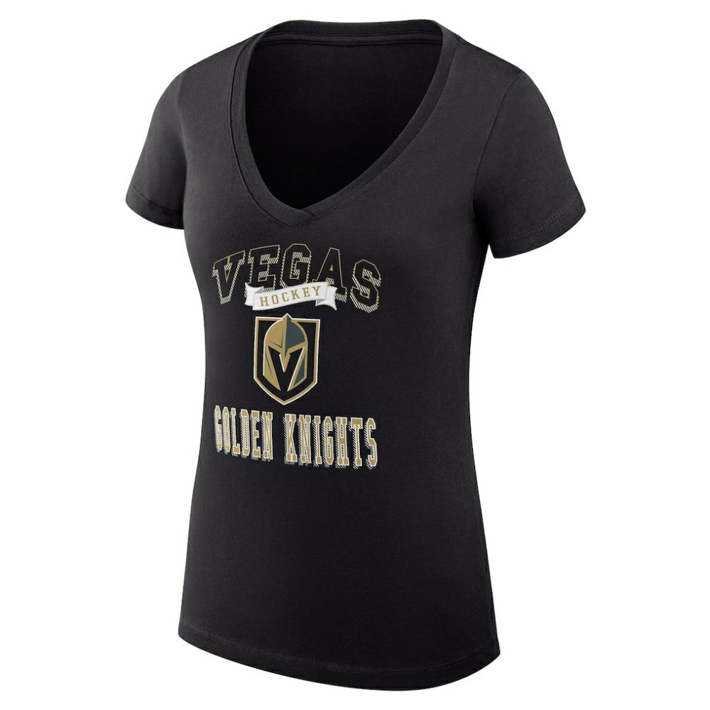 Vegas Golden Knights G-III 4Her by Carl Banks Women's Super-Slim Fit Lightweight Team Logo Graphic V-Neck T-Shirt - Black | US 201612964