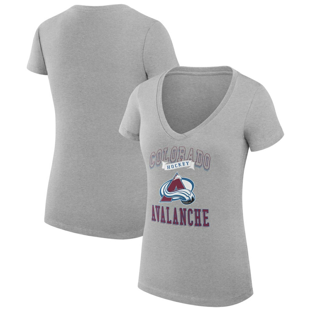 Colorado Avalanche G-III 4Her by Carl Banks Women's Super-Slim Fit Lightweight Team Logo Graphic V-Neck T-Shirt - Heather Gray | US 201612973