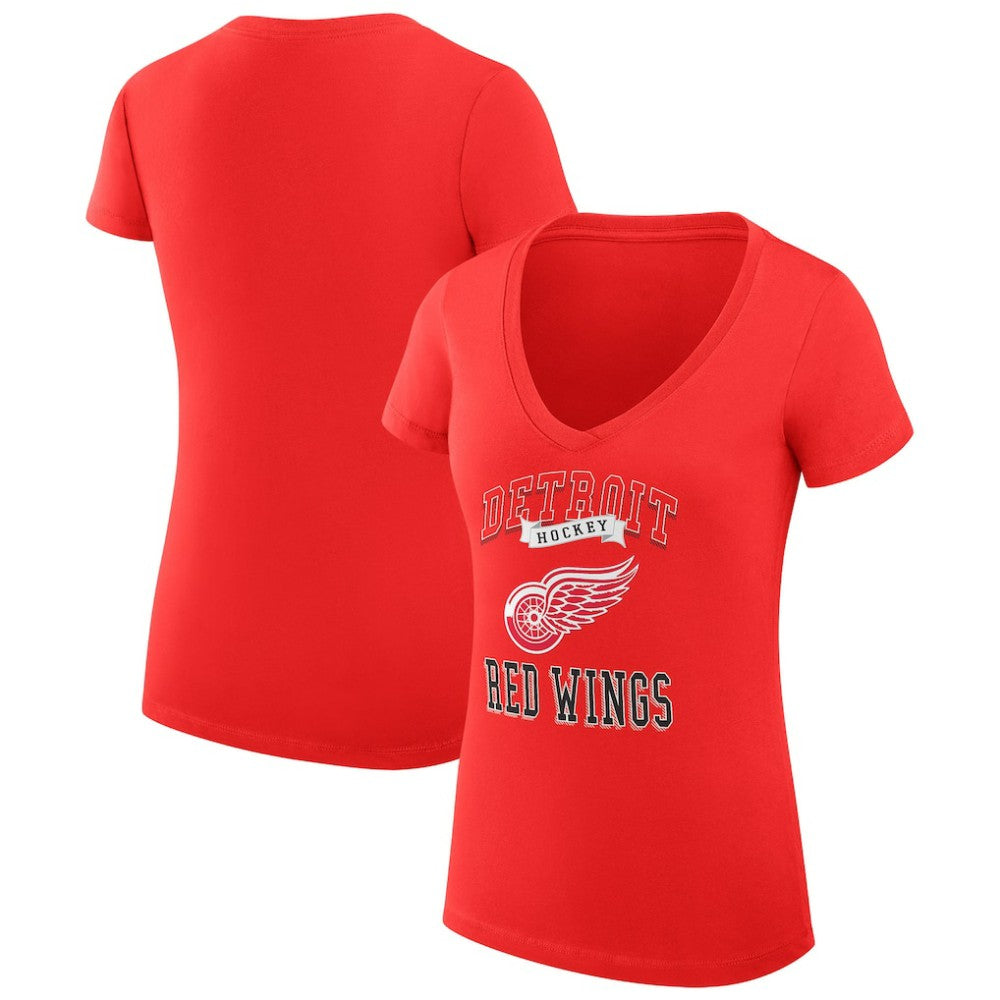 Detroit Red Wings G-III 4Her by Carl Banks Women's Super-Slim Fit Lightweight Team Logo Graphic V-Neck T-Shirt - Red | US 201612981
