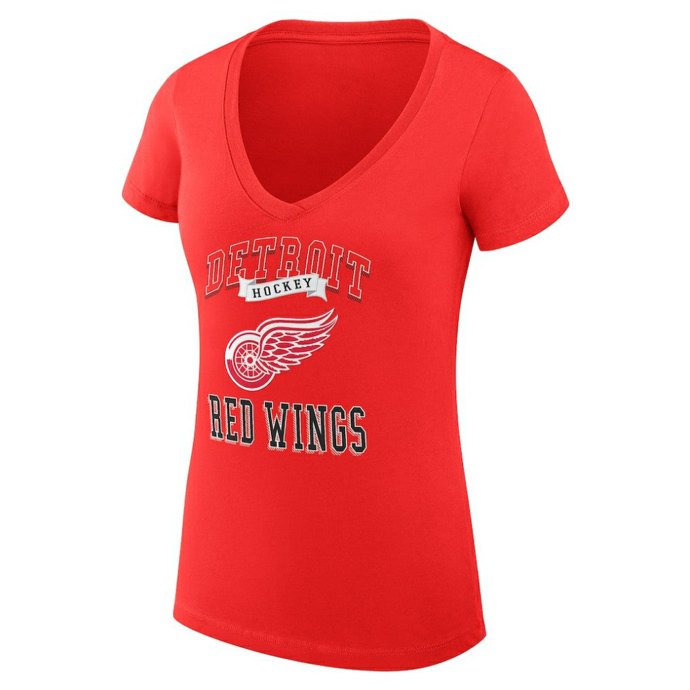 Detroit Red Wings G-III 4Her by Carl Banks Women's Super-Slim Fit Lightweight Team Logo Graphic V-Neck T-Shirt - Red | US 201612981