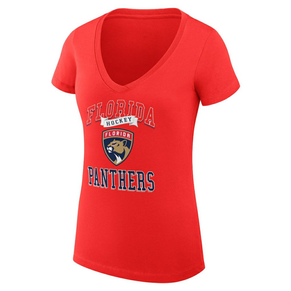 Florida Panthers G-III 4Her by Carl Banks Women's Super-Slim Fit Lightweight Team Logo Graphic V-Neck T-Shirt - Red | US 201612983