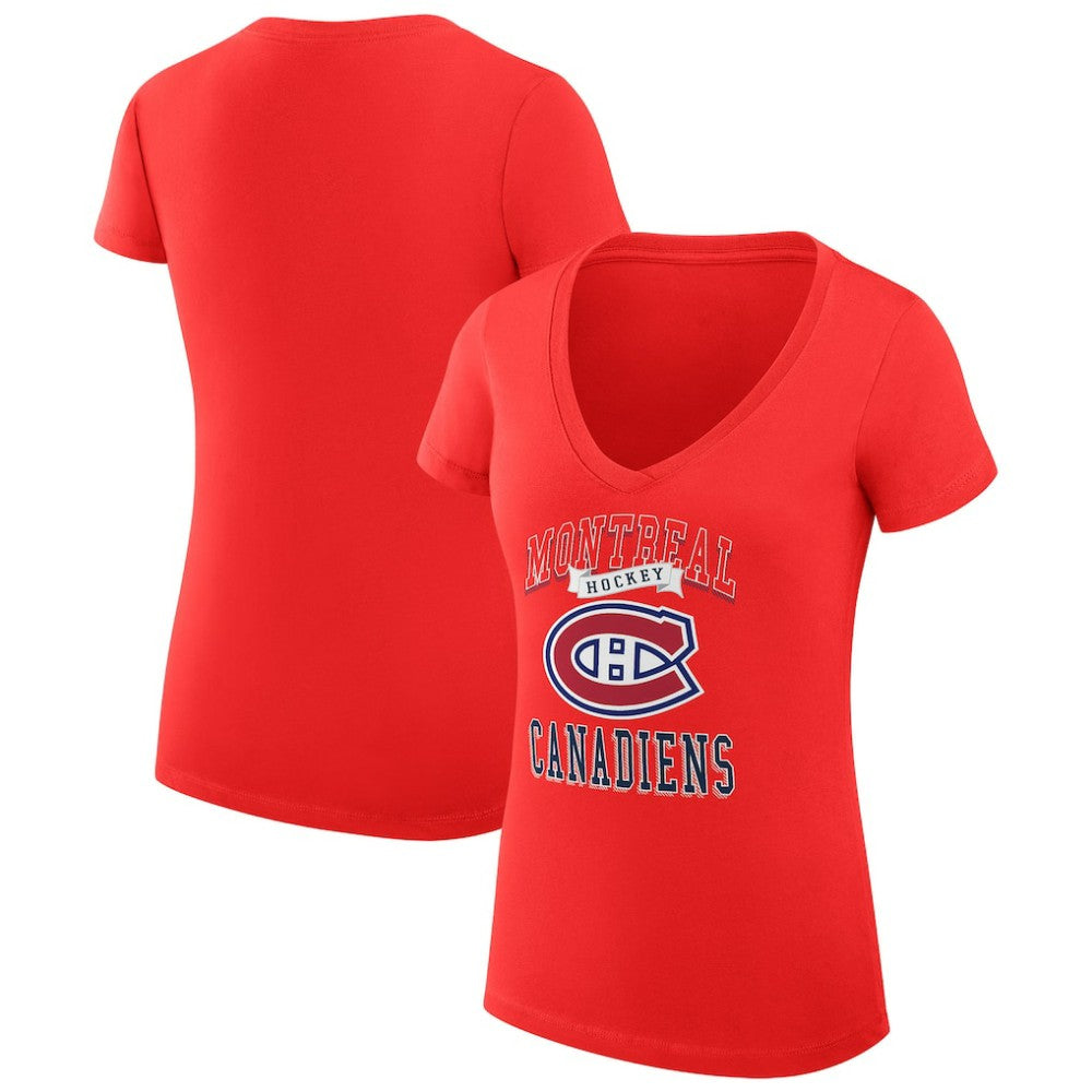 Montreal Canadiens G-III 4Her by Carl Banks Women's Super-Slim Fit Lightweight Team Logo Graphic V-Neck T-Shirt - Red | US 201612985
