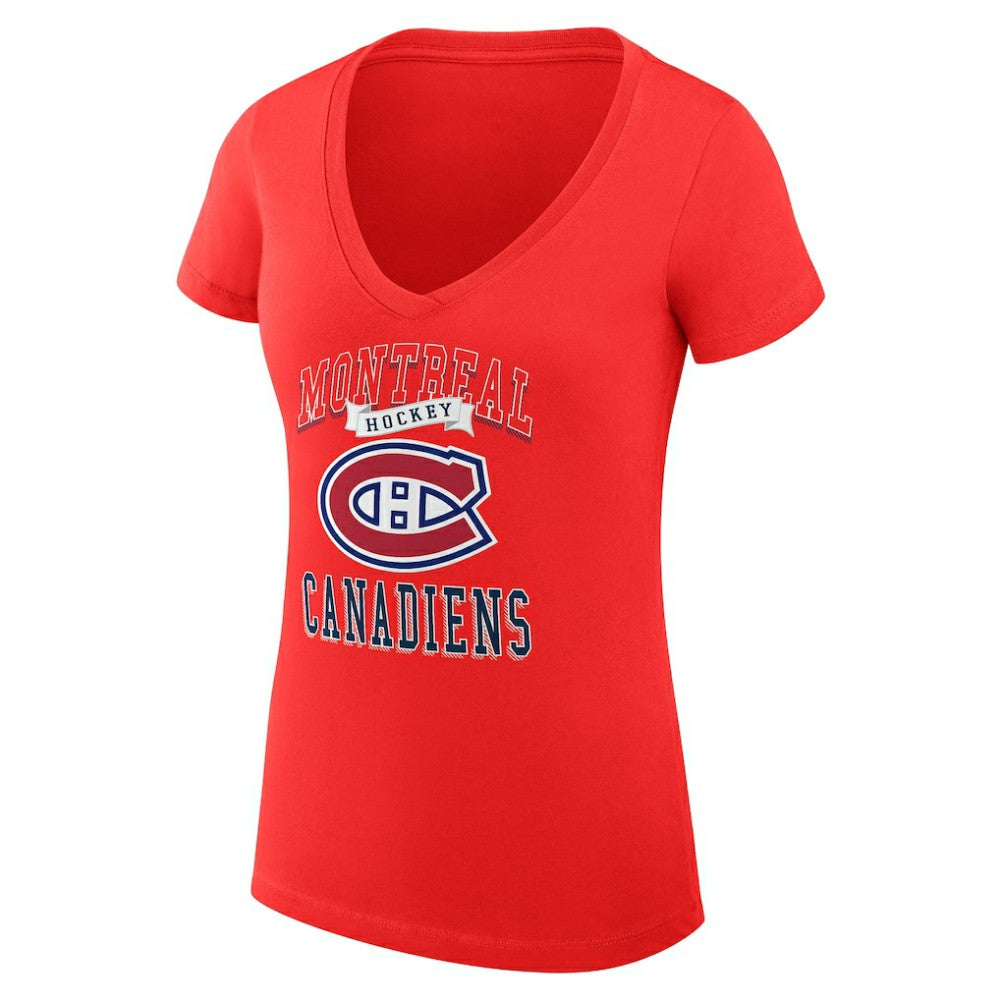Montreal Canadiens G-III 4Her by Carl Banks Women's Super-Slim Fit Lightweight Team Logo Graphic V-Neck T-Shirt - Red | US 201612985