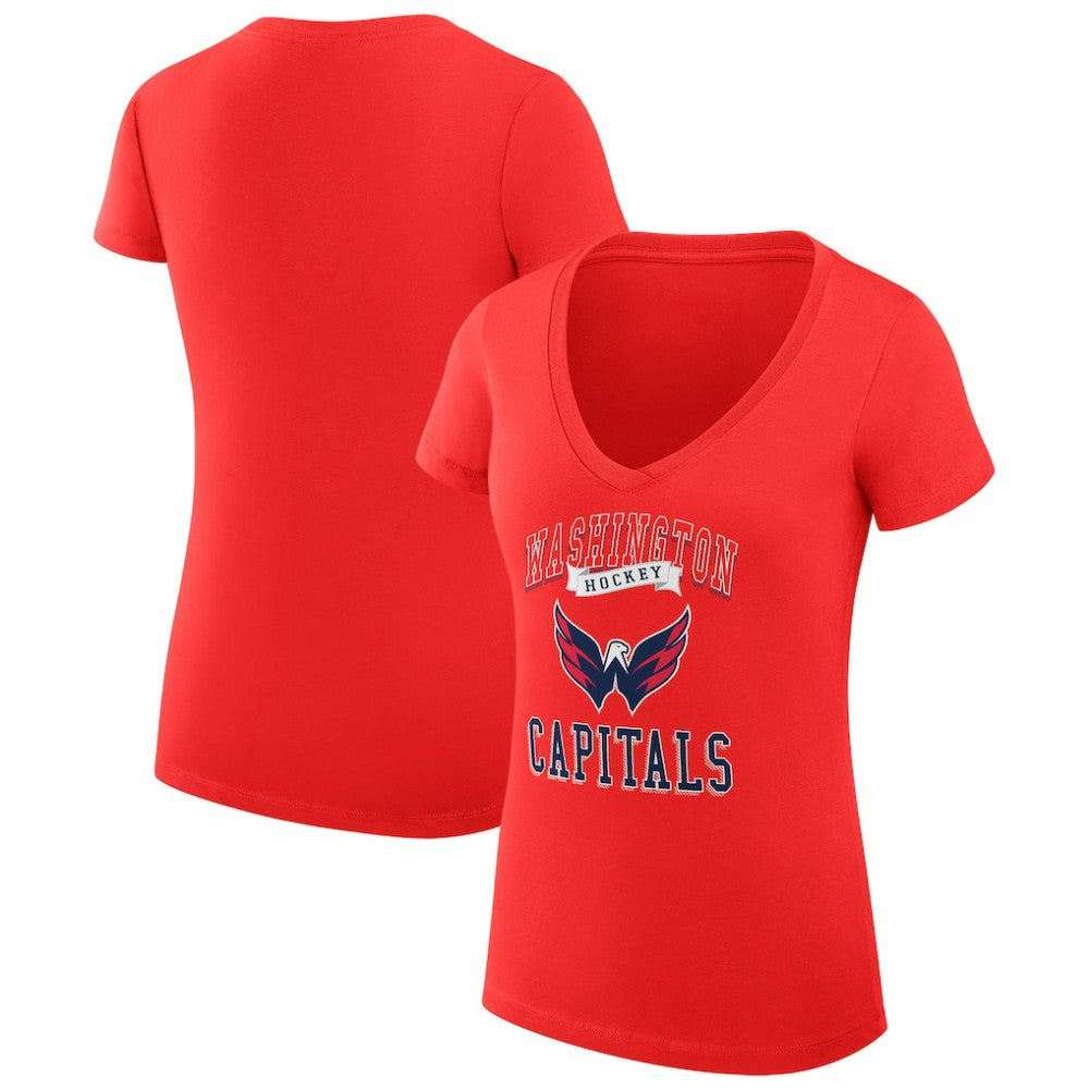 Washington Capitals G-III 4Her by Carl Banks Women's Super-Slim Fit Lightweight Team Logo Graphic V-Neck T-Shirt - Red | US 201612990
