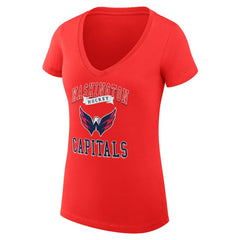 Washington Capitals G-III 4Her by Carl Banks Women's Super-Slim Fit Lightweight Team Logo Graphic V-Neck T-Shirt - Red | US 201612990
