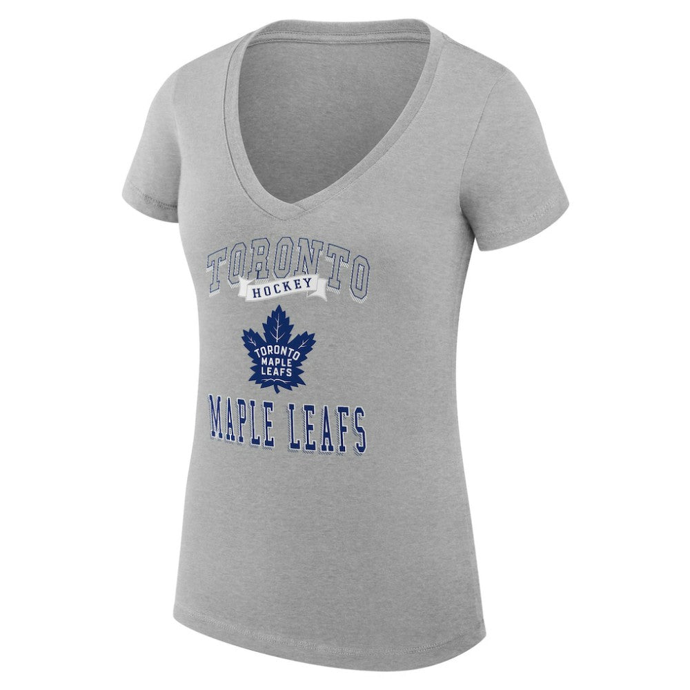 Toronto Maple Leafs G-III 4Her by Carl Banks Women's Super-Slim Fit Lightweight Team Logo Graphic V-Neck T-Shirt - Heather Gray | US 201612991