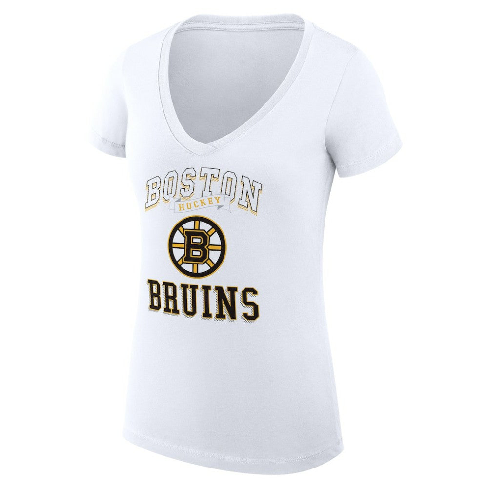 Boston Bruins G-III 4Her by Carl Banks Women's Super-Slim Fit Lightweight Team Logo Graphic V-Neck T-Shirt - White | US 201612995